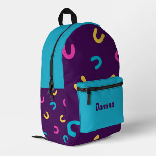 Sac À Dos Imprimé Motif amusant néon/azur personnalisé