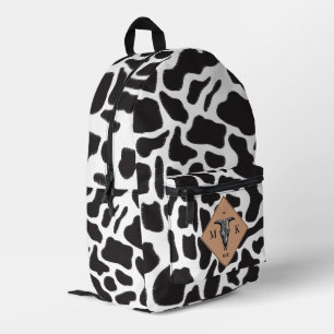 Sac À Dos Imprimé Motif animal noir et blanc Vache tache Monogramme