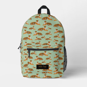 Sac À Dos Imprimé Motif animalier de tigre de jungle vert sauge oran