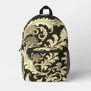 Sac À Dos Imprimé Motif Antique Fleur Marron