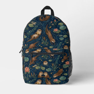 Sac À Dos Imprimé Motif aquarelle de loutre de rivière mignonne