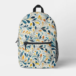 Sac À Dos Imprimé Motif bleu et or Paisley Leaf (2)
