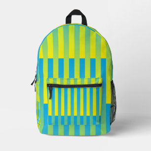 Sac À Dos Imprimé Motif bleu jaune vert rayé