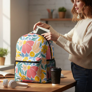 Sac À Dos Imprimé Motif botanique moderne à fleurs colorées