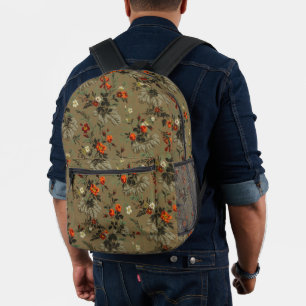 Sac À Dos Imprimé Motif botanique vintage de rose orange à fleurs so