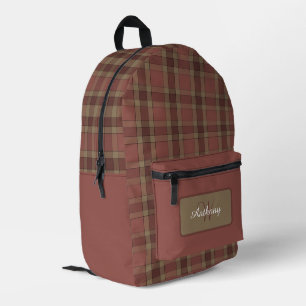 Sac À Dos Imprimé Motif carreaux rouille et chamois - Personnalisé