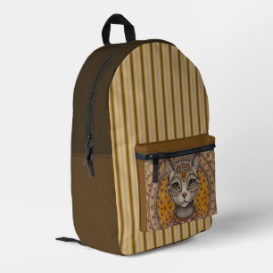 Sac à dos imprimé motif chat et vintage antique