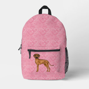 Sac À Dos Imprimé Motif Cœur Amour Chien Rhodesian Ridgeback Rose