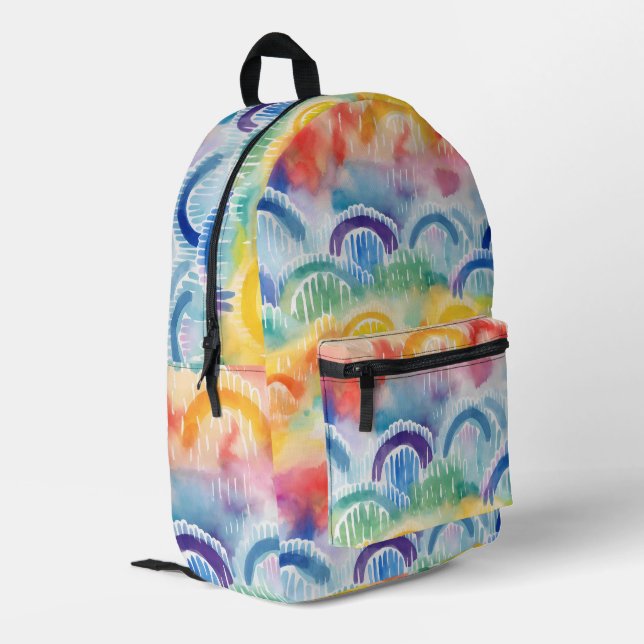 Sac À Dos Imprimé Motif d'aquarelle arc-en-ciel (Coin arrière gauche)