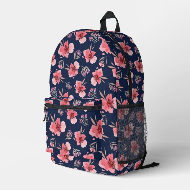 Sac À Dos Imprimé Motif d'aquarelle rose foncé (Coin arrière droit)