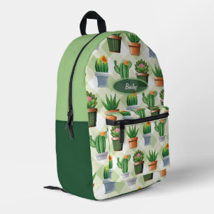 Sac À Dos Imprimé Motif de cactus en vichy vert