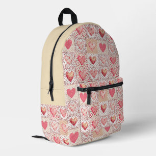 Sac À Dos Imprimé Motif de cœur en patchwork et rayures