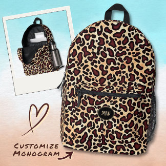 Sac À Dos Imprimé Motif de crème Brown de peau de léopard monogramme