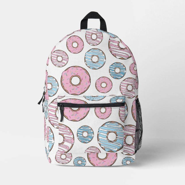 Sac À Dos Imprimé Motif De Donuts, Donuts Roses, Donuts Bleus (Recto)
