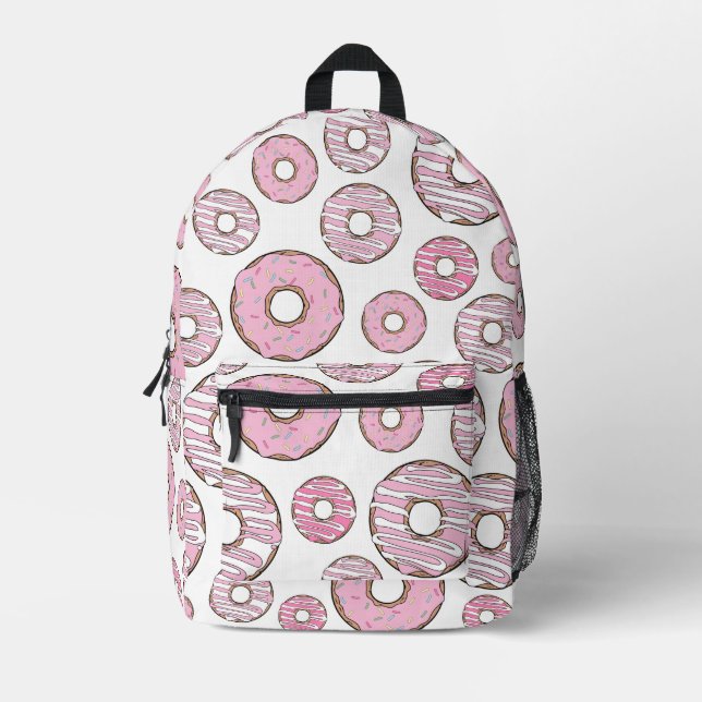 Sac À Dos Imprimé Motif De Donuts, Donuts Roses, Saupoudrages (Recto)