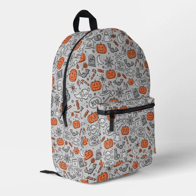 Sac À Dos Imprimé Motif de doodle pour les enfants mignons Halloween (Coin arrière gauche)