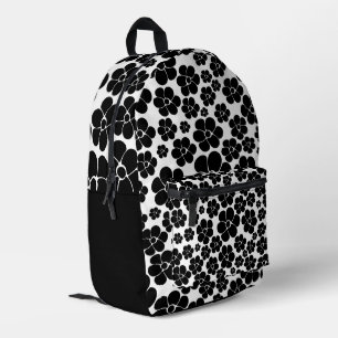 Sac À Dos Imprimé Motif de fleurs - noir et blanc