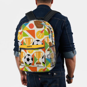 Sac À Dos Imprimé Motif de football de soccer de nom personnalisé mo