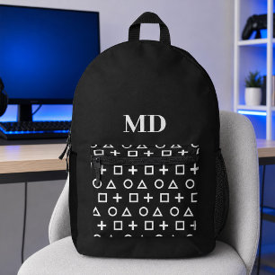 Sac À Dos Imprimé Motif de joueur noir et blanc avec initiales perso