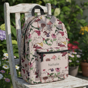 Sac À Dos Imprimé Motif de la nature colibri floral rose