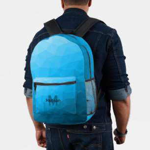 Sac À Dos Imprimé Motif de maille géométrique cyan bleu clair Monogr