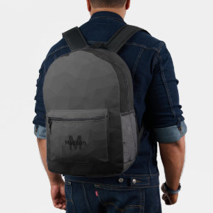 Sac À Dos Imprimé Motif de maille géométrique gris foncé Monogramme