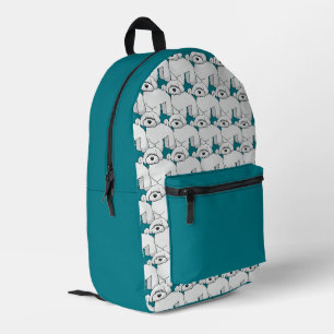 Sac À Dos Imprimé Motif de marionnettes blanc sur Turquoise