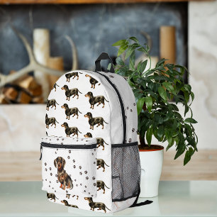 Sac À Dos Imprimé Motif de monogramme de chien teckel à l'aquarelle 