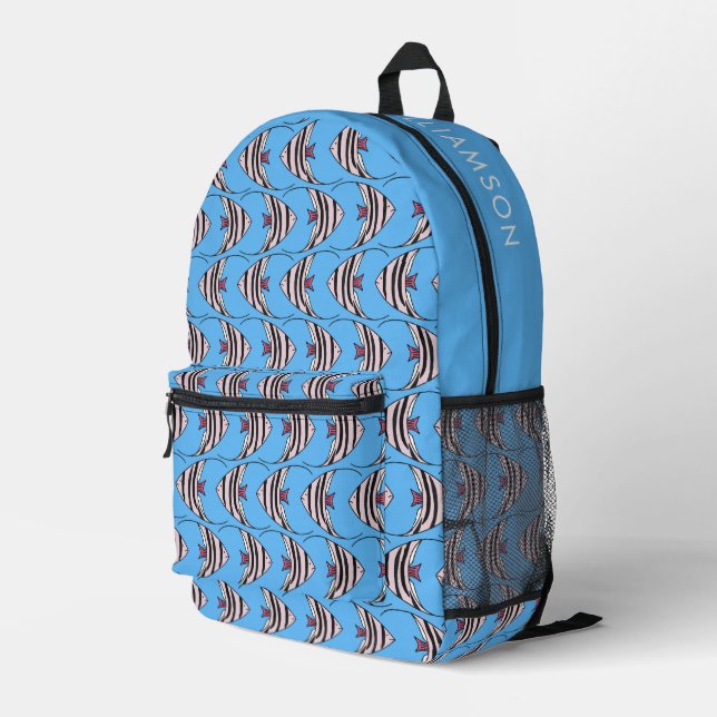 Sac À Dos Imprimé Motif de poisson bleu (Coin arrière droit)