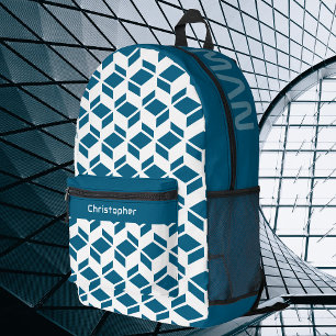 Sac À Dos Imprimé Motif de répétition moderne Turquoise blanc
