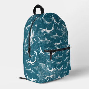 Sac À Dos Imprimé Motif De Requin Bleu Déchiré Retourner À L'École