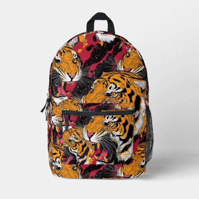 Sac À Dos Imprimé Motif de tigre à carreaux (Recto)