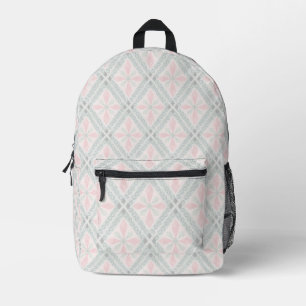 Sac À Dos Imprimé Motif diamant pastel vert et rose
