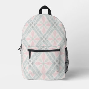 Sac À Dos Imprimé Motif diamant pastel vert et rose