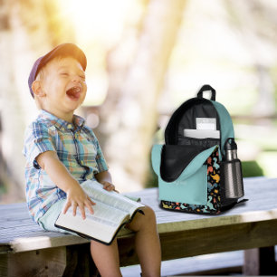 Sac À Dos Imprimé Motif dinosaure coloré turquoise noir nom