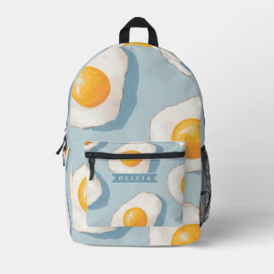 Sac À Dos Imprimé Motif d'oeuf frit personnalisé amusant bleu drôle