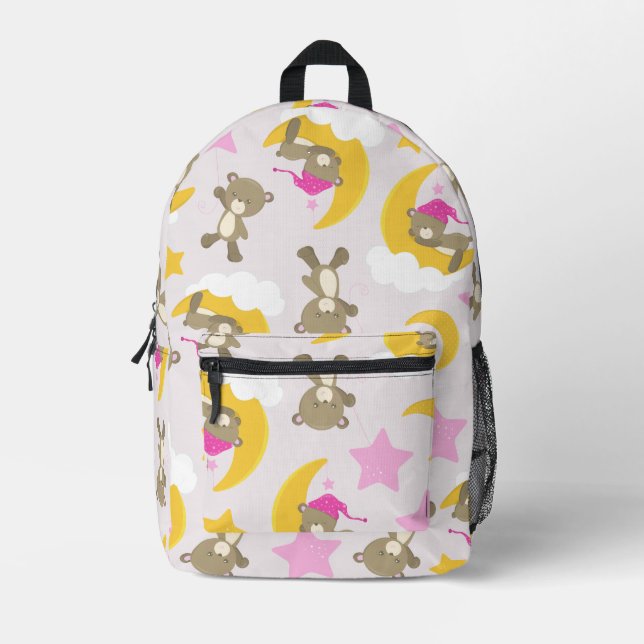 Sac À Dos Imprimé Motif D'Ours, Nounours, Mignons Ours, Étoiles (Recto)