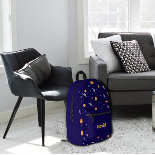 Sac À Dos Imprimé Motif espace lavande orange bleu nom