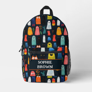 Sac À Dos Imprimé Motif fantôme mignon avec nom Aquarelle Halloween