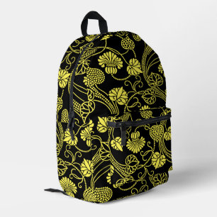 Sac À Dos Imprimé Motif floral antique noir et jaune