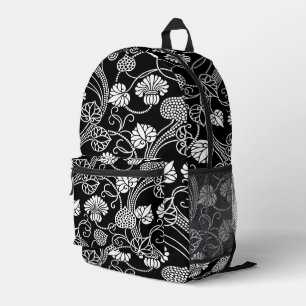 Sac À Dos Imprimé Motif floral antique noir sur blanc