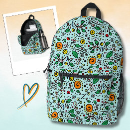Sac À Dos Imprimé Motif floral orange Tourbillon Baie sur Turquoise
