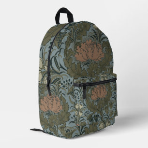 Sac À Dos Imprimé Motif floral victorien antique terre cuite sauge
