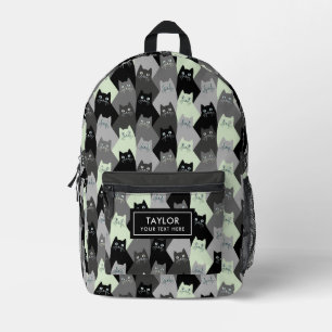 Sac À Dos Imprimé Motif Gang de Chats Noir Blanc Gris