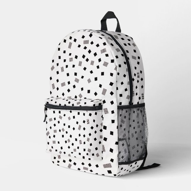 Sac À Dos Imprimé Motif géométrique Carré noir et blanc (Coin arrière droit)