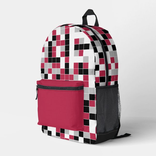 Sac À Dos Imprimé Motif géométrique Magenta moderne (Coin arrière droit)