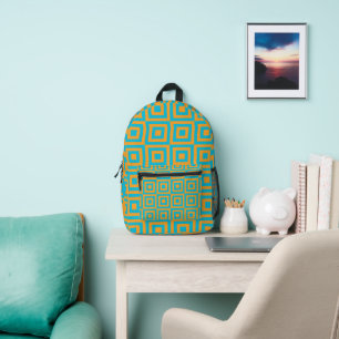Sac À Dos Imprimé Motif géométrique rétro carré – Orange gras