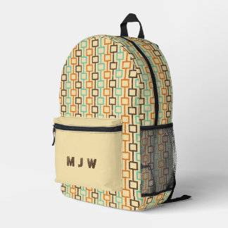 Sac À Dos Imprimé Motif géométrique turquoise Brown orange rétro