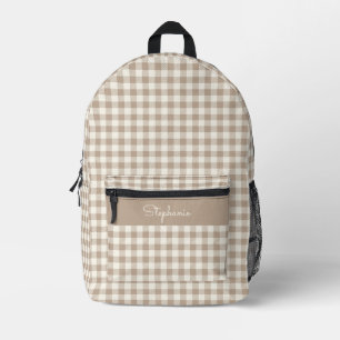 Sac À Dos Imprimé Motif Gingham Carreaux Neutre Nom Bohème