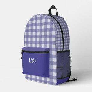 Sac À Dos Imprimé Motif Gingham Gris Classique Cartable Personnalisé